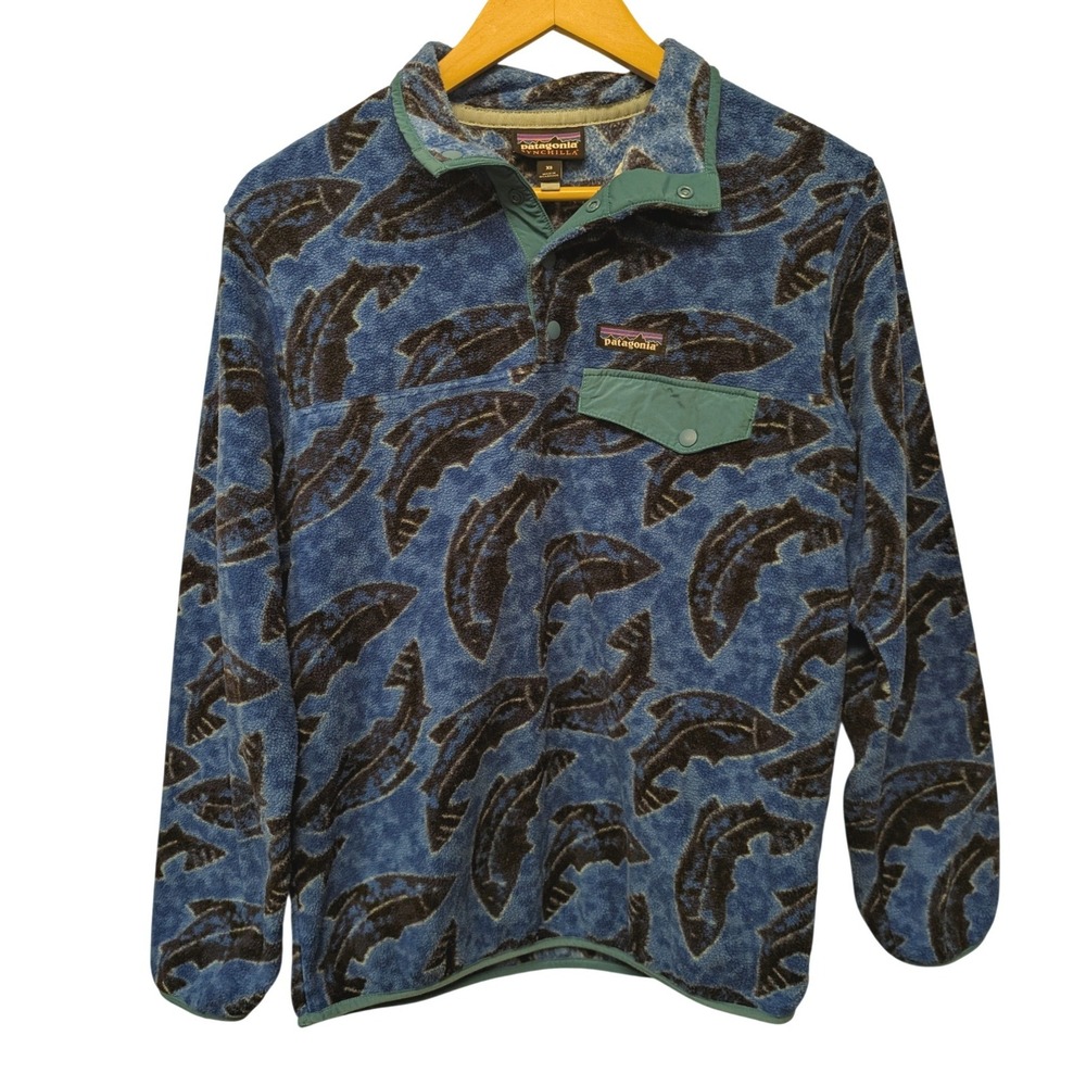 Patagonia Synchilla Leaping Oasis Fish Trout Snap-T Fleece Pullover Gorpcore